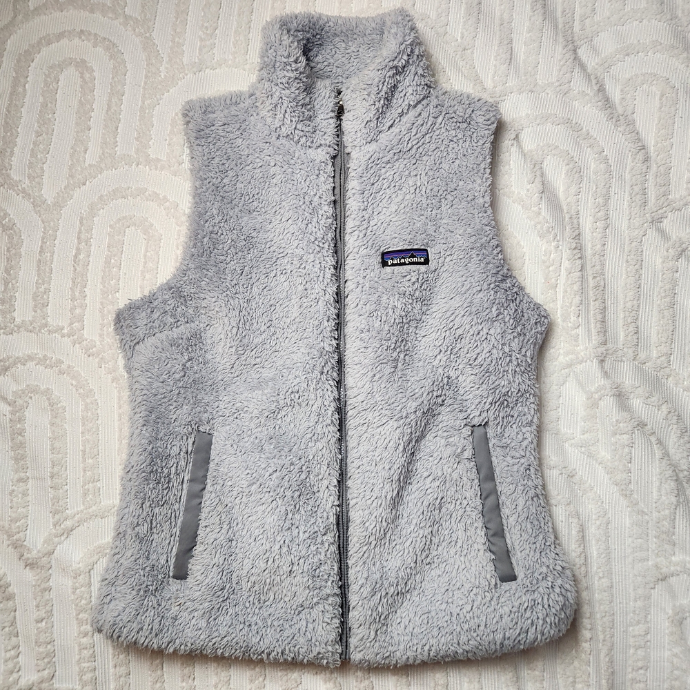 Patagonia Los Gatos Sherpa Fleece Full Zip Vest Gray Womens Size Medium